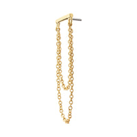 14kt Yellow Gold Threadless Bar Top with 2 Dangling Chains