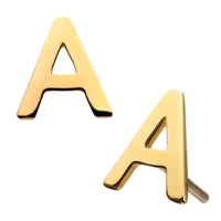 14kt Yellow Gold Threadless Letter Initial Tops