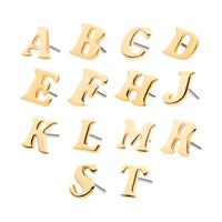 14kt Yellow Gold Threadless Cooper Black Italic Letter Initial Tops