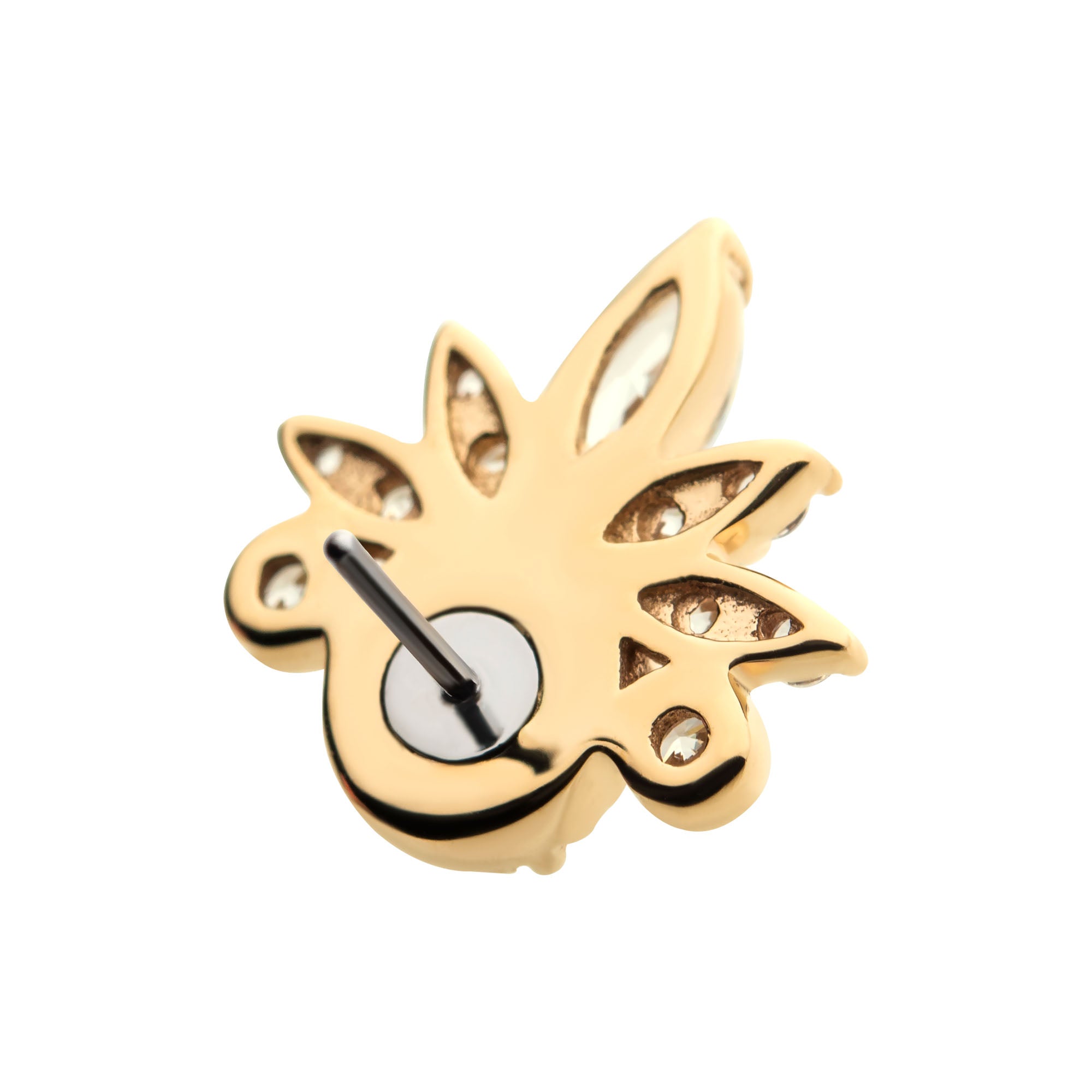 14kt Yellow Gold Threadless White Synthetic Opal, Round & Marquise Clear CZ Tiara Cluster Top