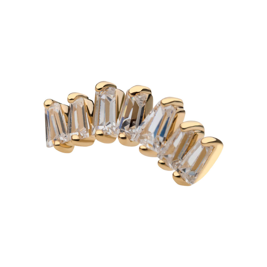 14kt Yellow Gold Threadless Prong Set Tapered Baguette Clear CZ Cluster Top