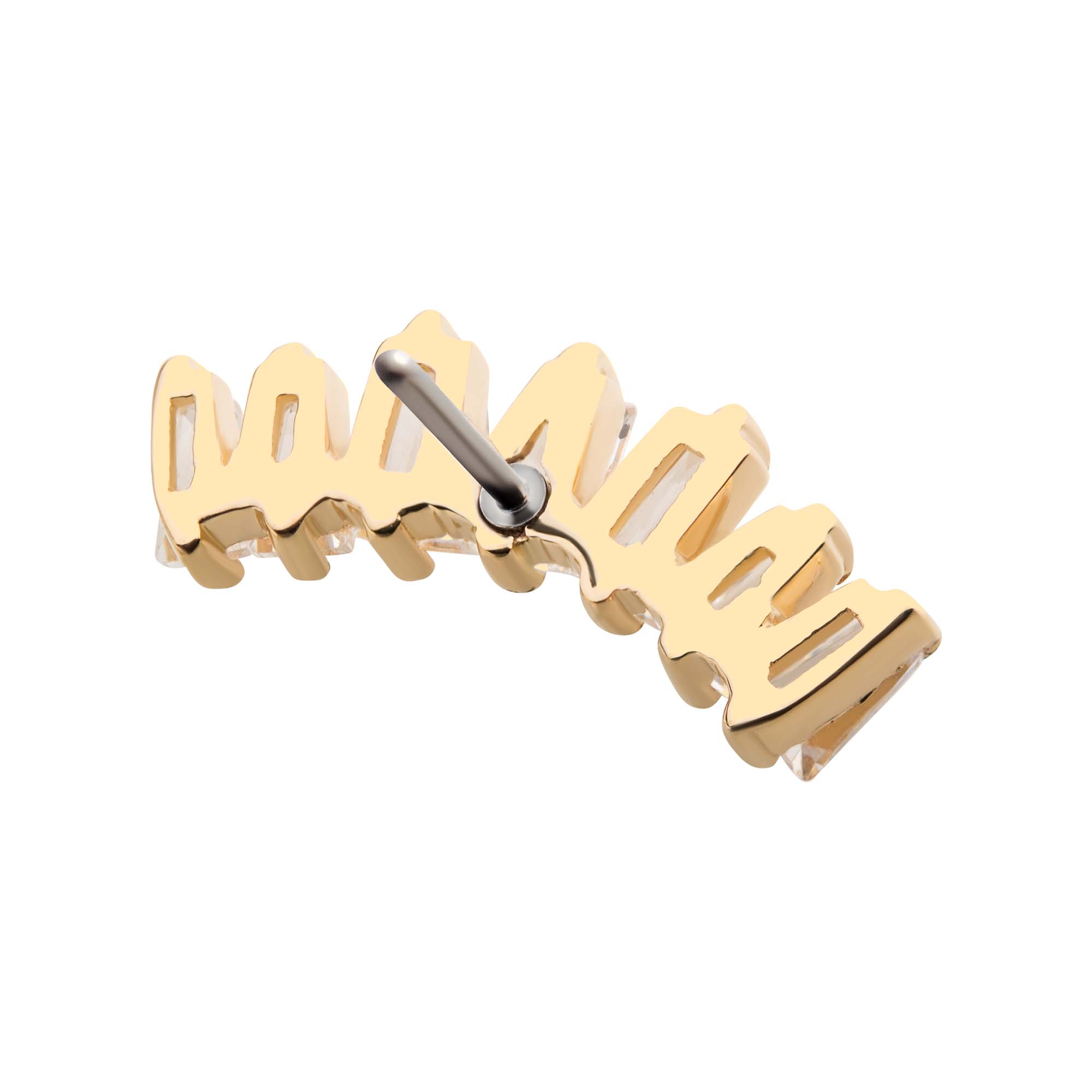 14kt Yellow Gold Threadless Prong Set Tapered Baguette Clear CZ Cluster Top