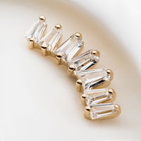 14kt Yellow Gold Threadless Prong Set Tapered Baguette Clear CZ Cluster Top