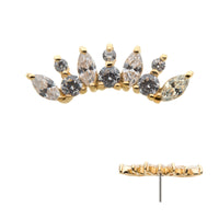 14kt Yellow Gold Threadless Prong Set Round & Marquise Clear CZ Cluster Top