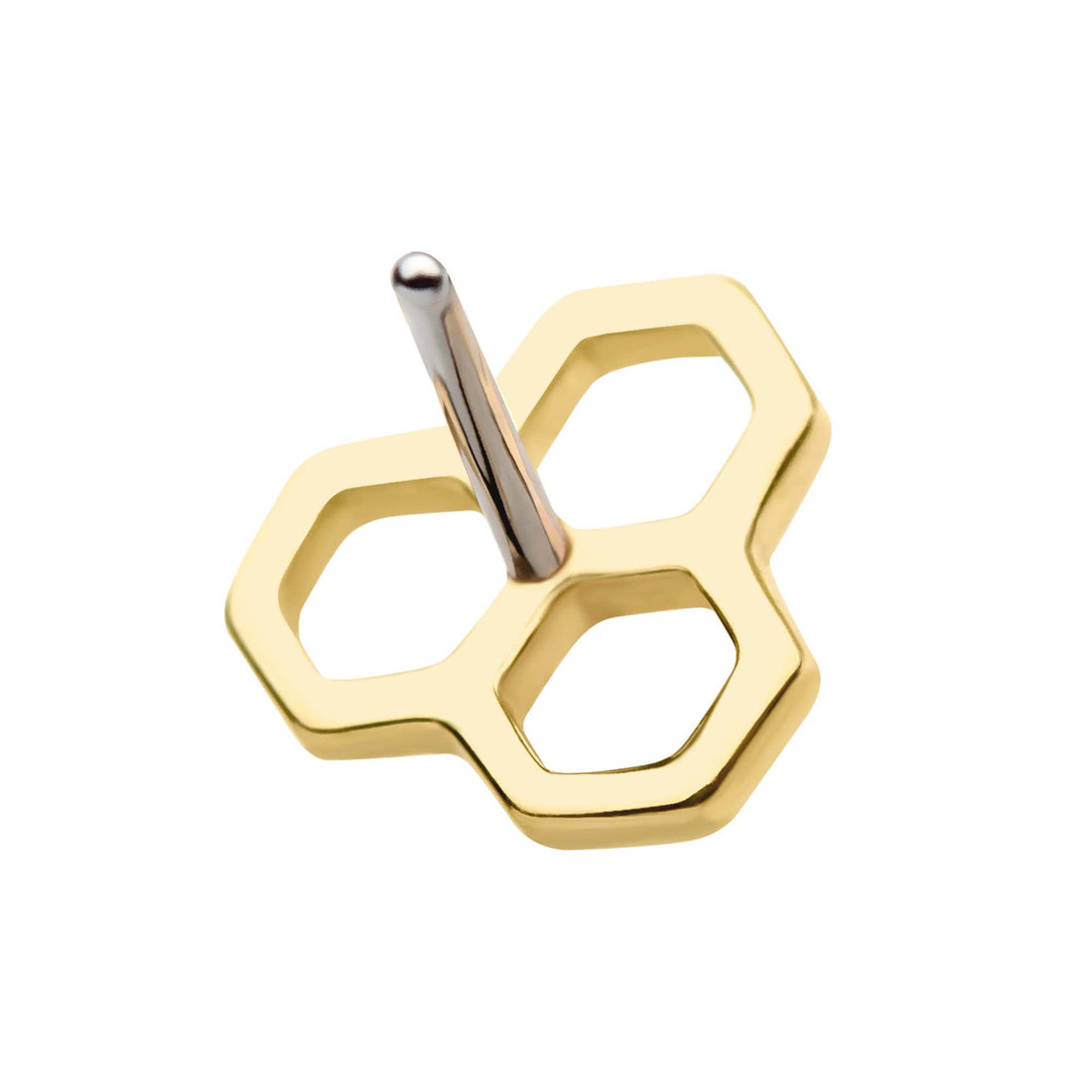 14kt Yellow Gold Threadless Cut Out Honeycomb Top