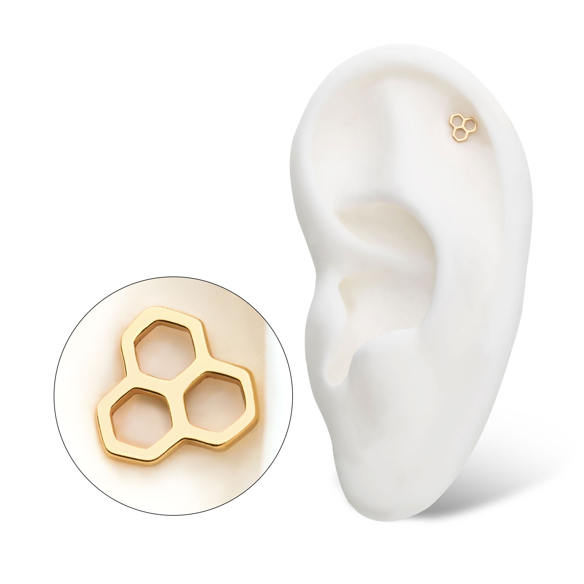 14kt Yellow Gold Threadless Cut Out Honeycomb Top