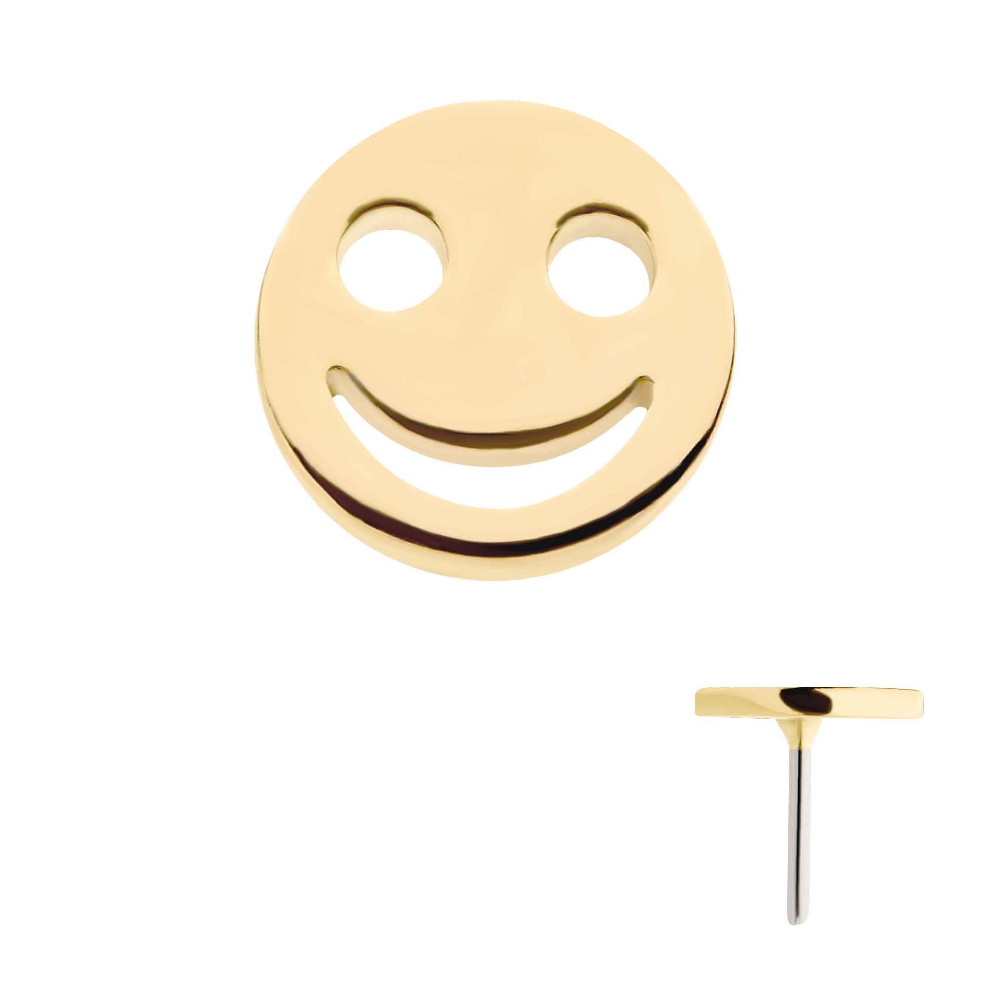 14kt Gold Threadless Cut Out Smiley Face Emoji Top