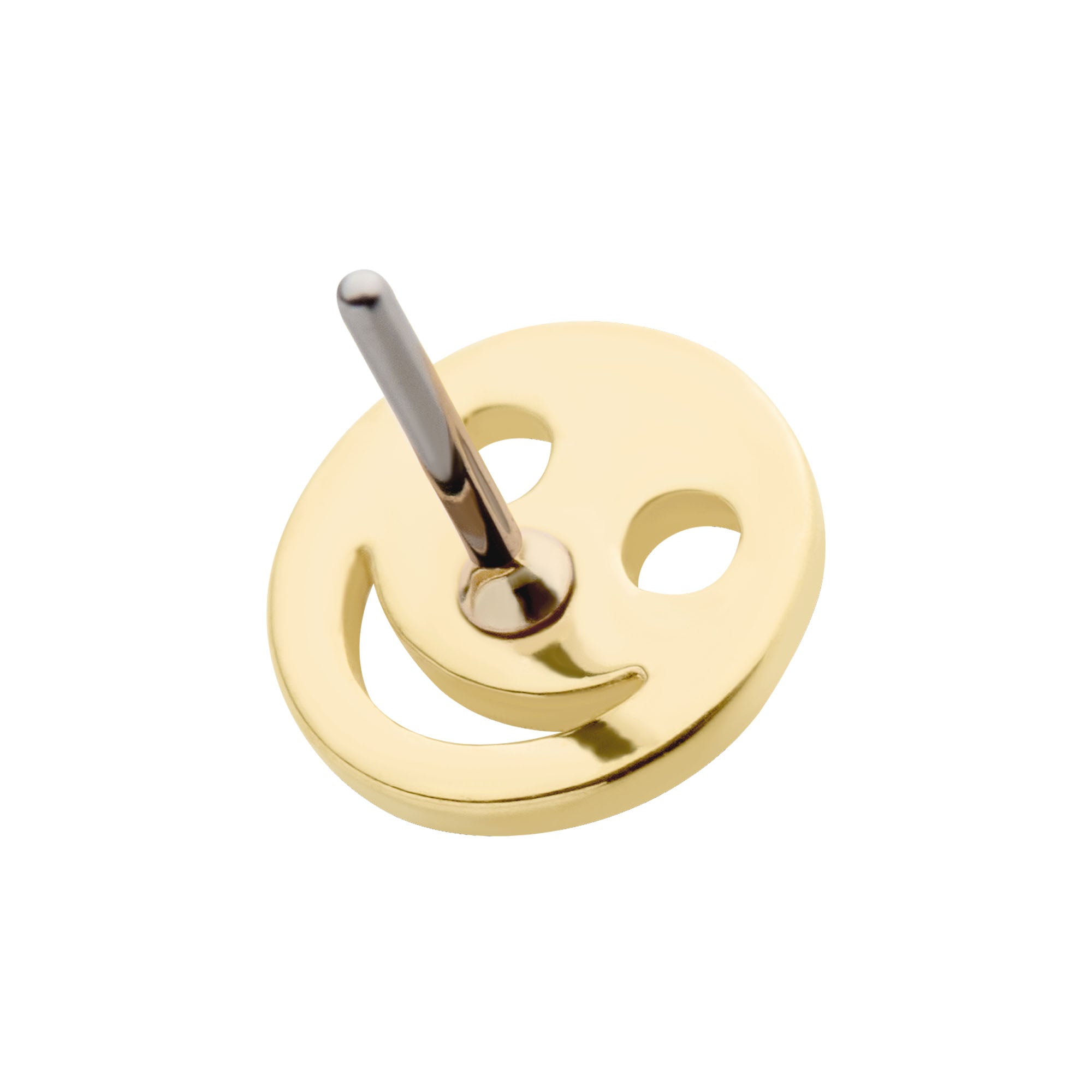 14kt Gold Threadless Cut Out Smiley Face Emoji Top