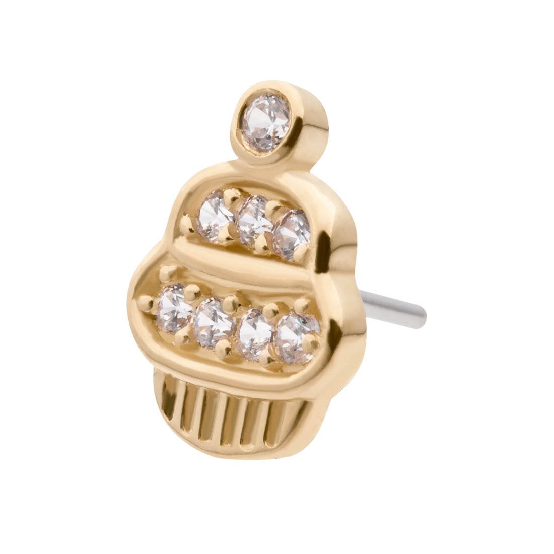 14kt Yellow Gold Threadless CZ Cupcake Top