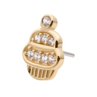 14kt Yellow Gold Threadless CZ Cupcake Top