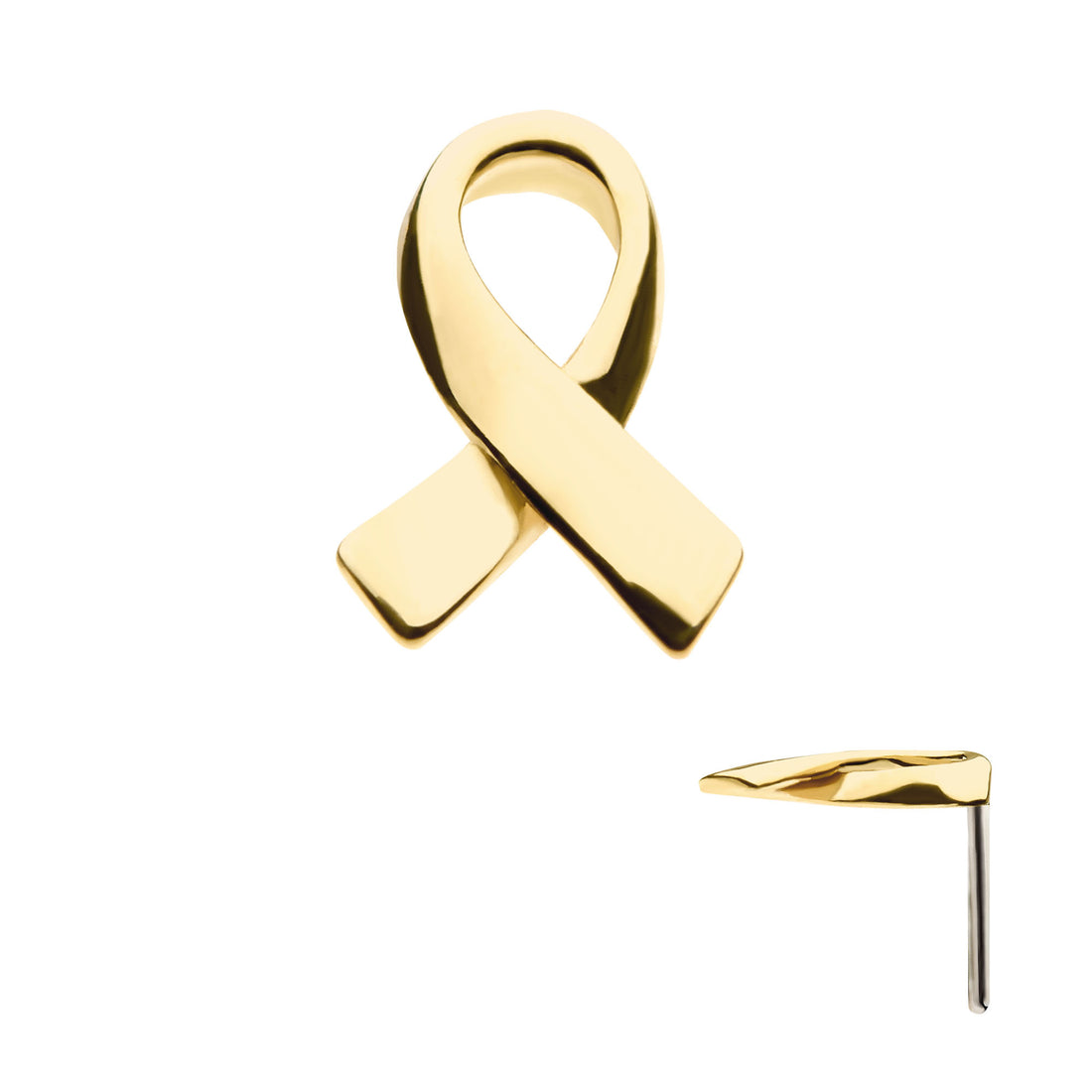 14kt Yellow Gold Threadless with Awareness Ribbon Symbol Top