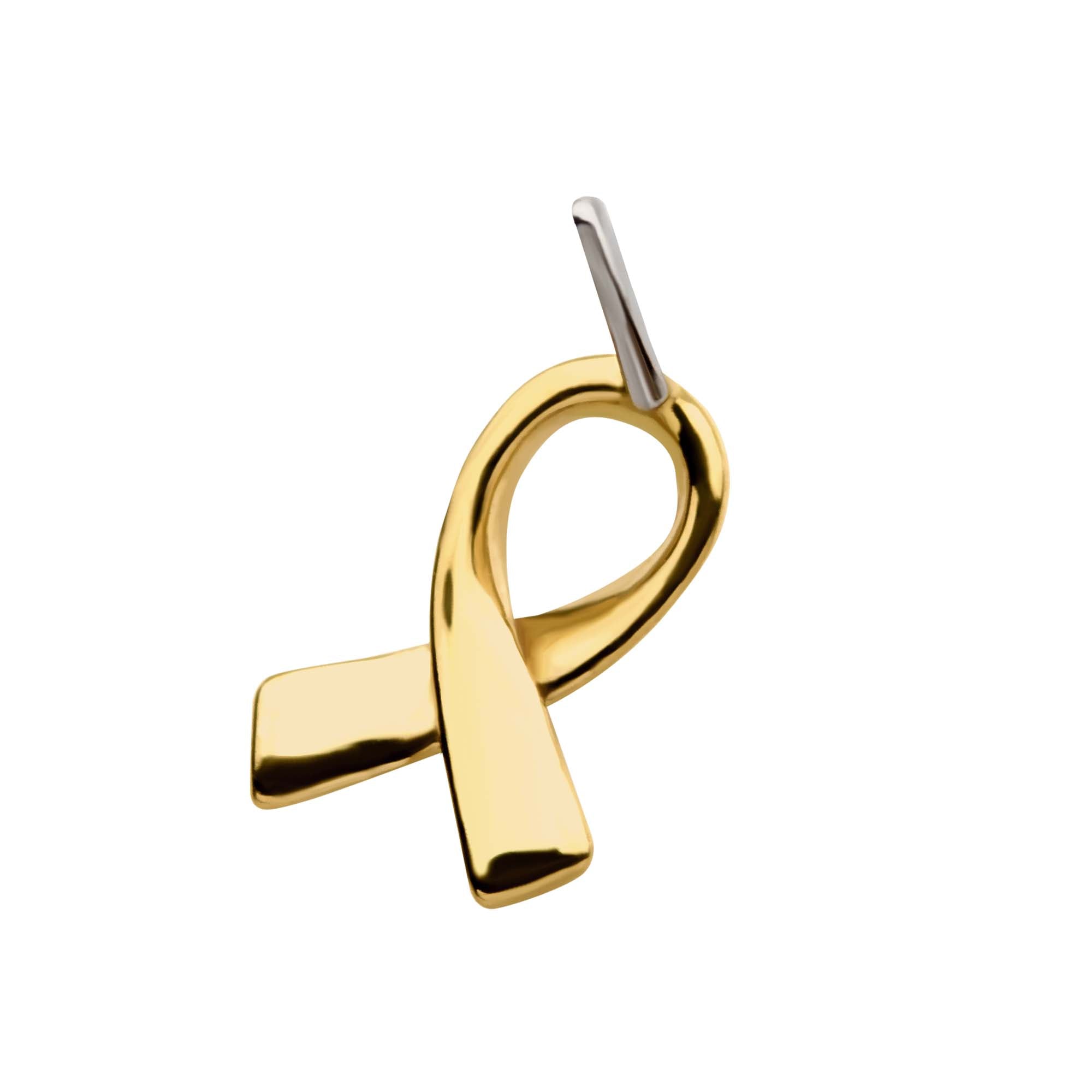 14kt Yellow Gold Threadless Awareness Ribbon Symbol Top