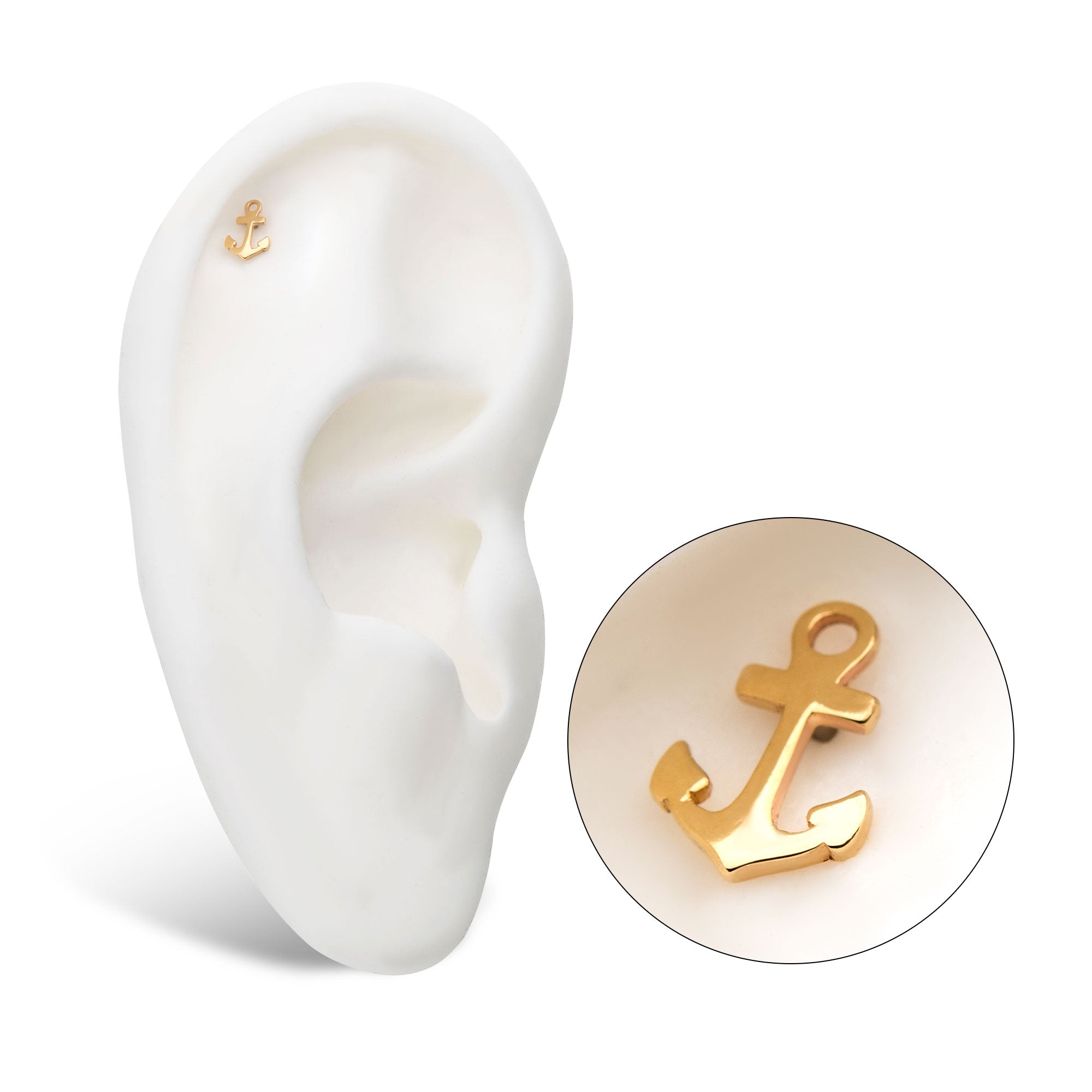 14kt Gold Threadless Anchor Top