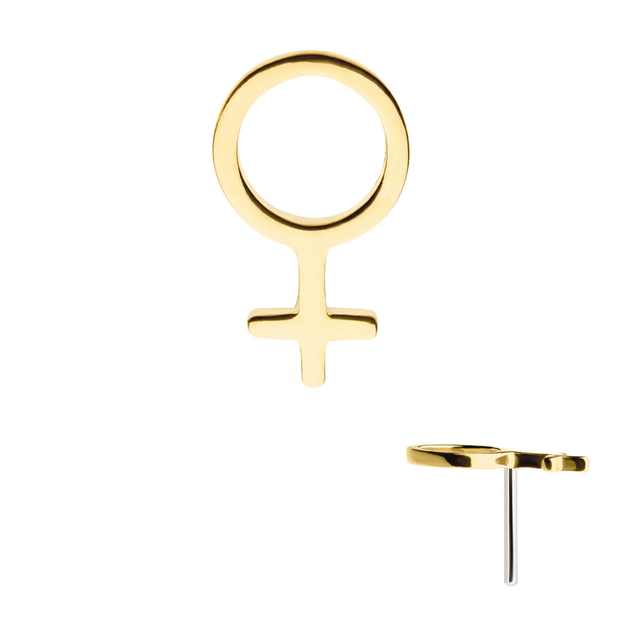 14kt Yellow Gold Threadless with Female Gender Symbol Top