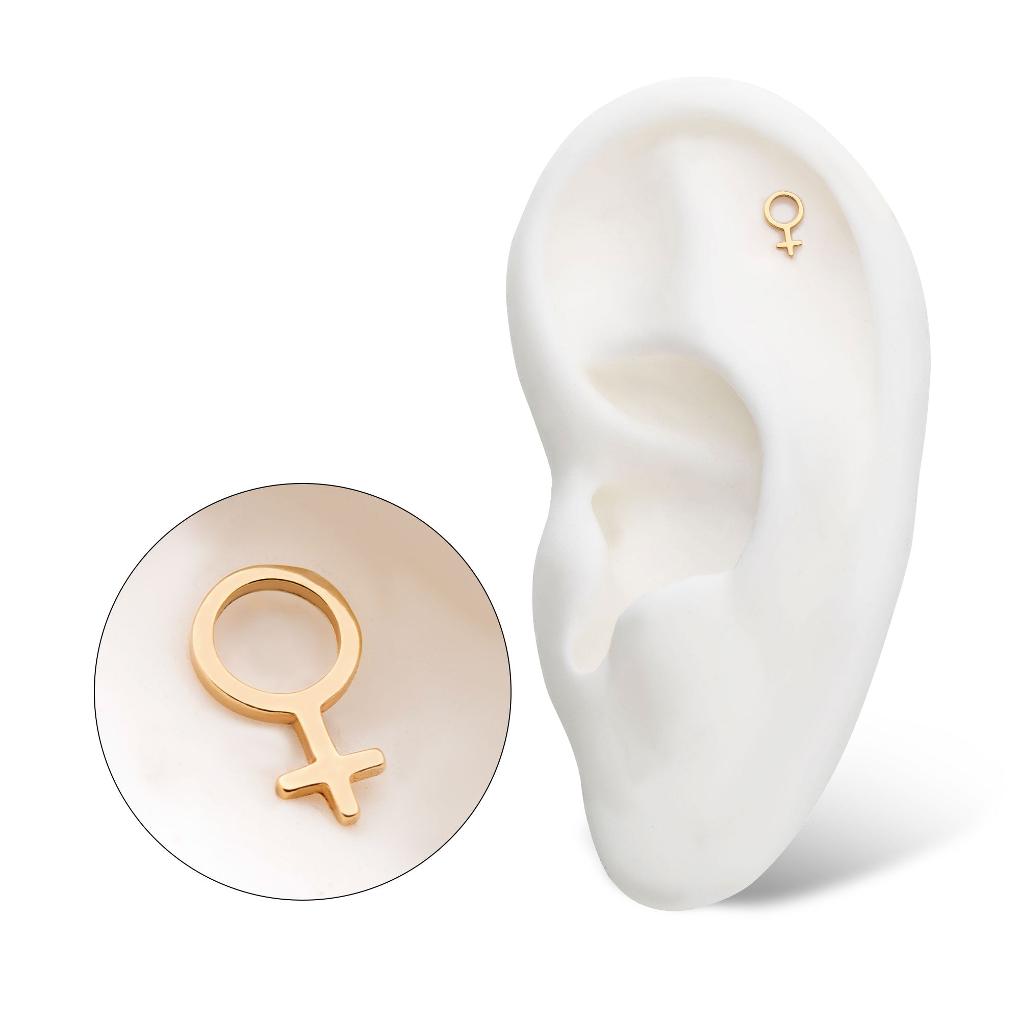 14kt Yellow Gold Threadless Female Gender Symbol Top