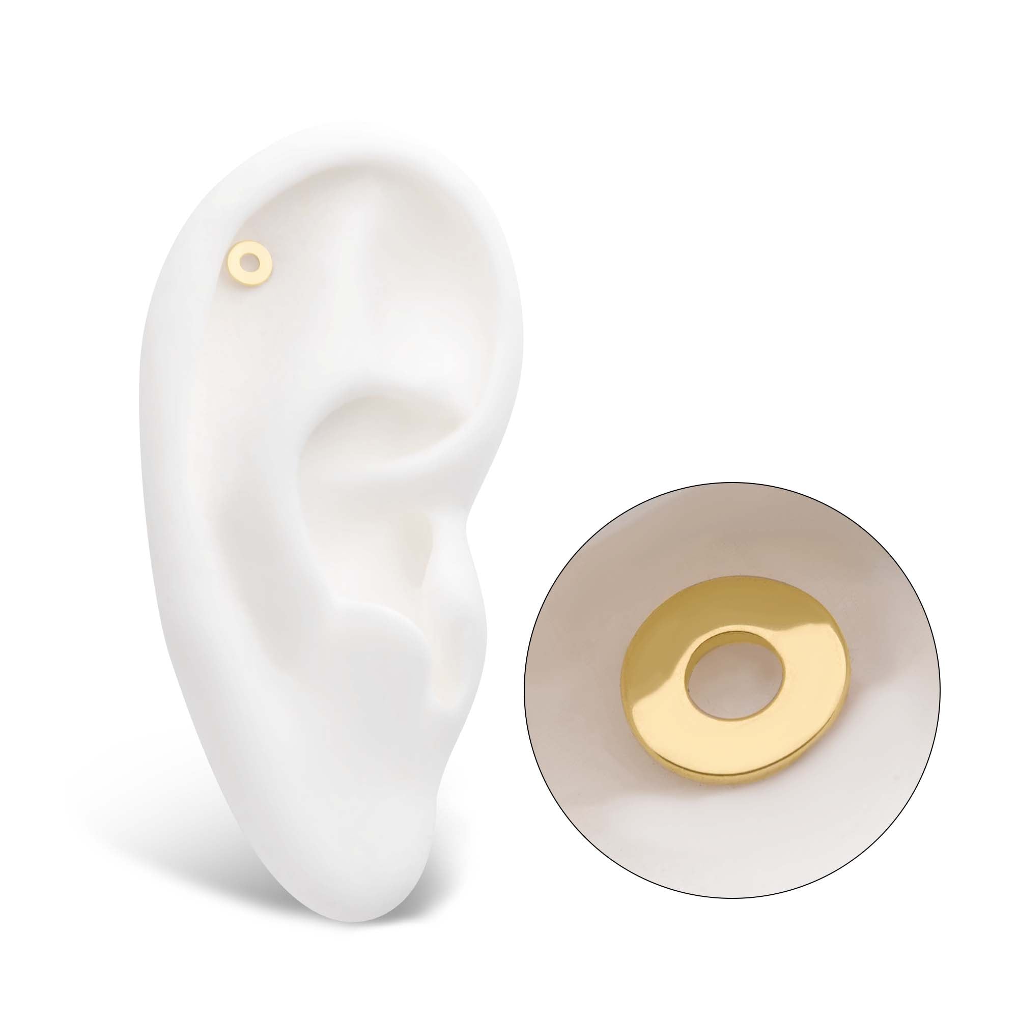 14Kt Gold Threadless Letter "O" Top