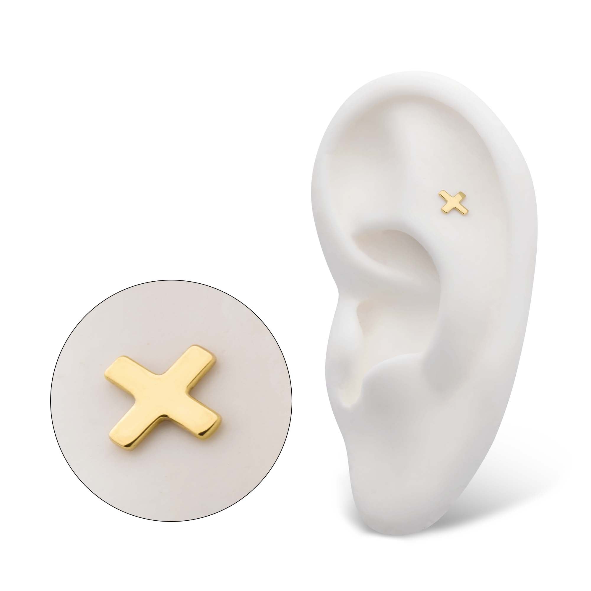 14kt Gold Threadless Letter "X" Top