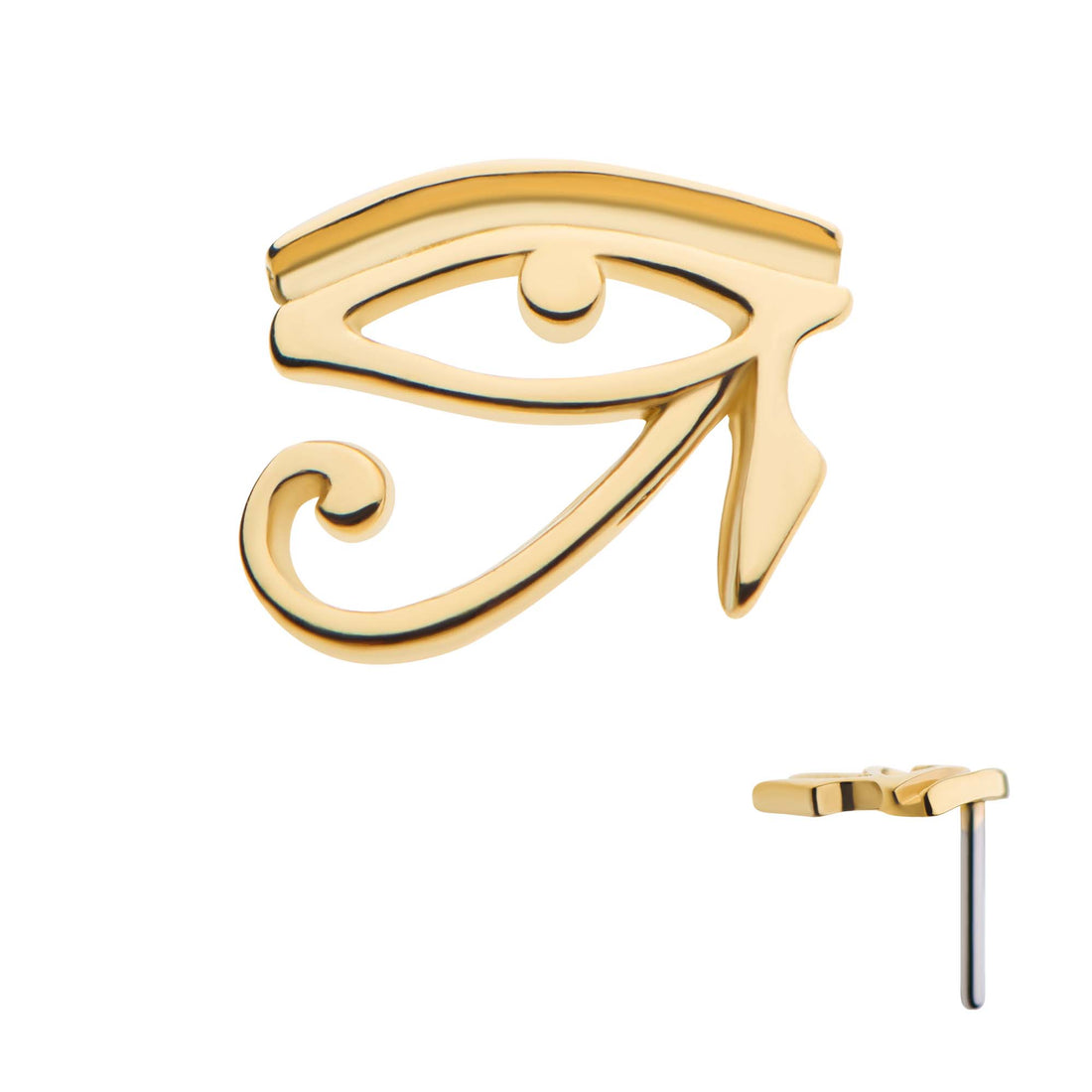 14Kt Gold Threadless with Eye of Ra Top