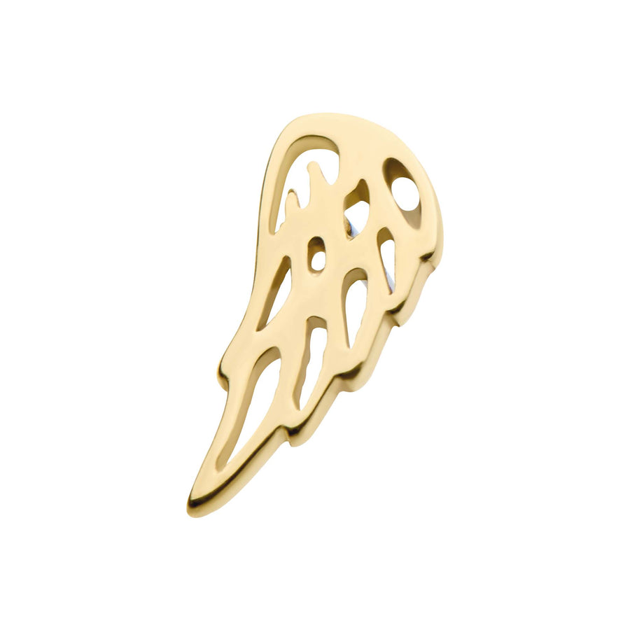 14Kt Gold Threadless with Angel Wing Top (Left Ear)