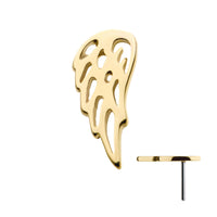 14kt Gold Threadless with Angel Wing Top (Right Ear)