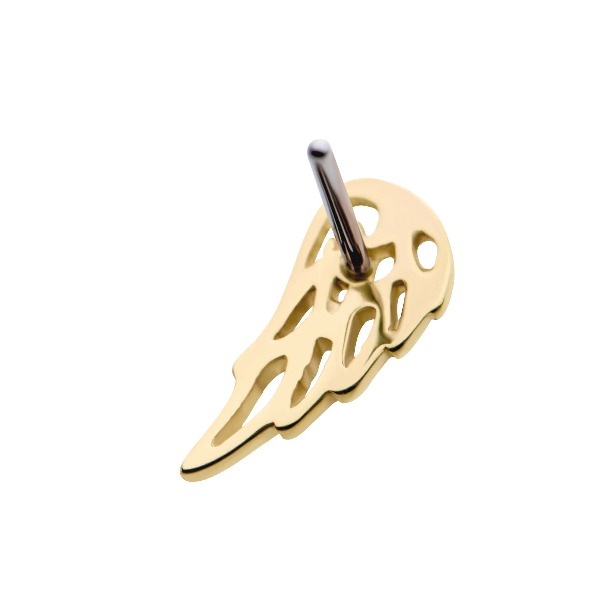 14kt Gold Threadless with Angel Wing Top (Right Ear)