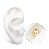 14kt Gold Threadless with Angel Wing Top (Right Ear)