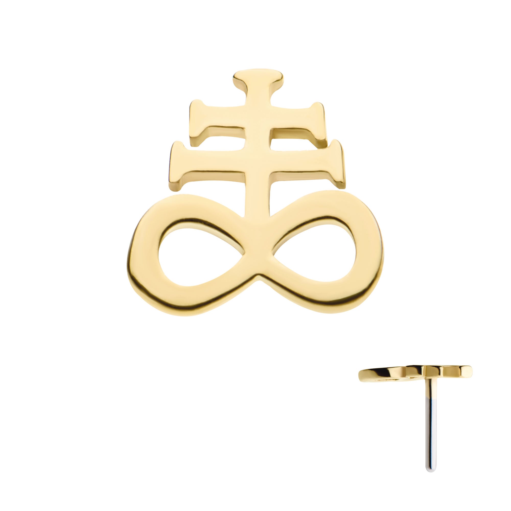 14kt Gold Threadless Leviathan Cross Top