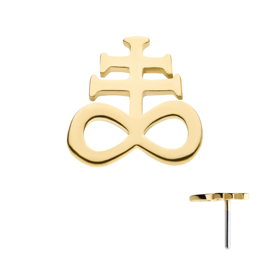 14Kt Gold Threadless with Leviathan Cross Top
