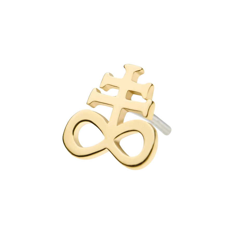 14Kt Gold Threadless with Leviathan Cross Top