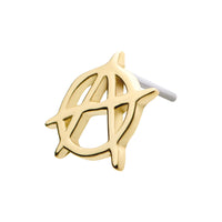 14kt Gold Threadless Anarchy Symbol Top