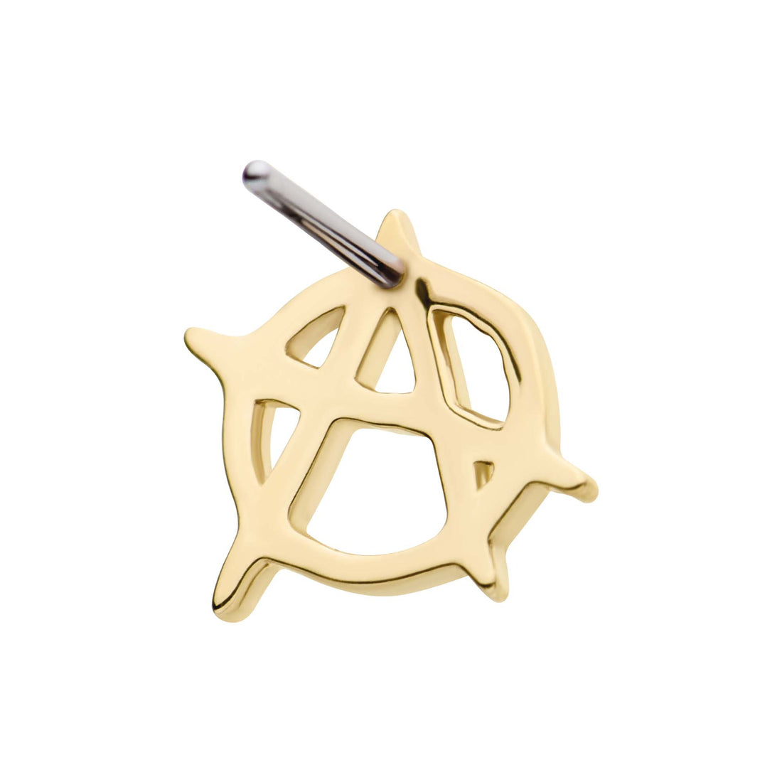 14kt Gold Threadless Anarchy Symbol Top