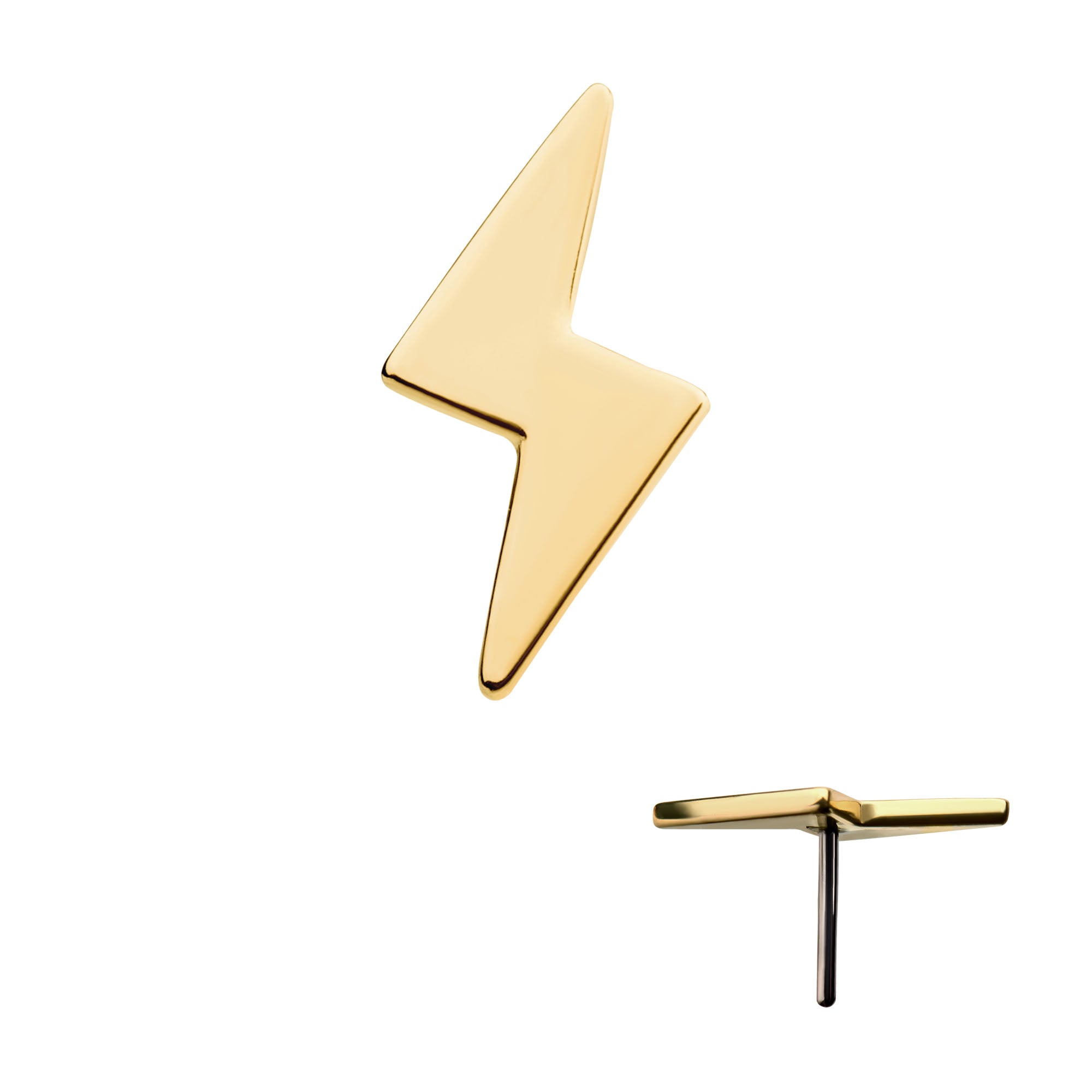14Kt Gold Threadless with Lightning Bolt Top