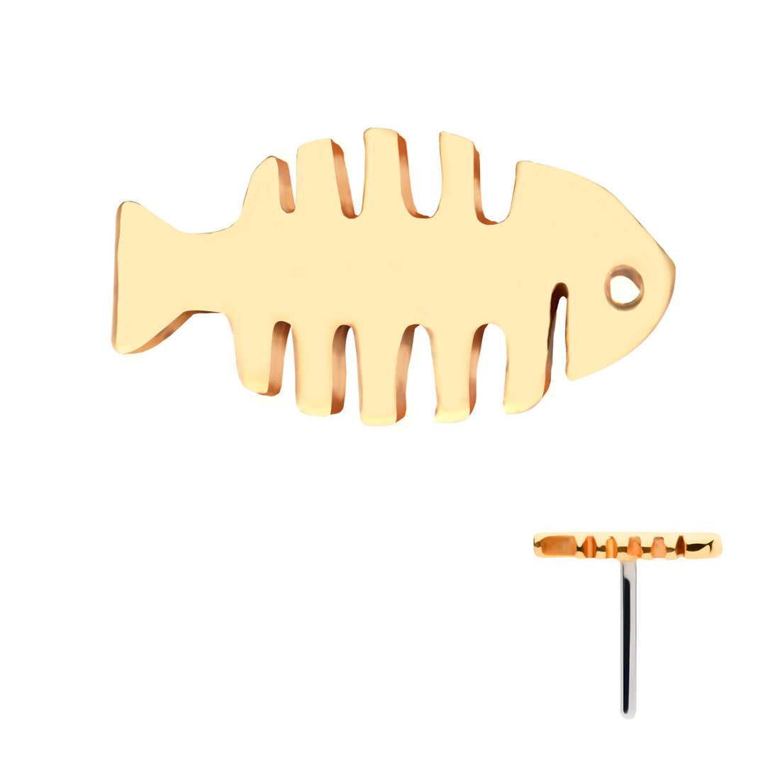14kt Yellow Gold Threadless Fish Bone Top