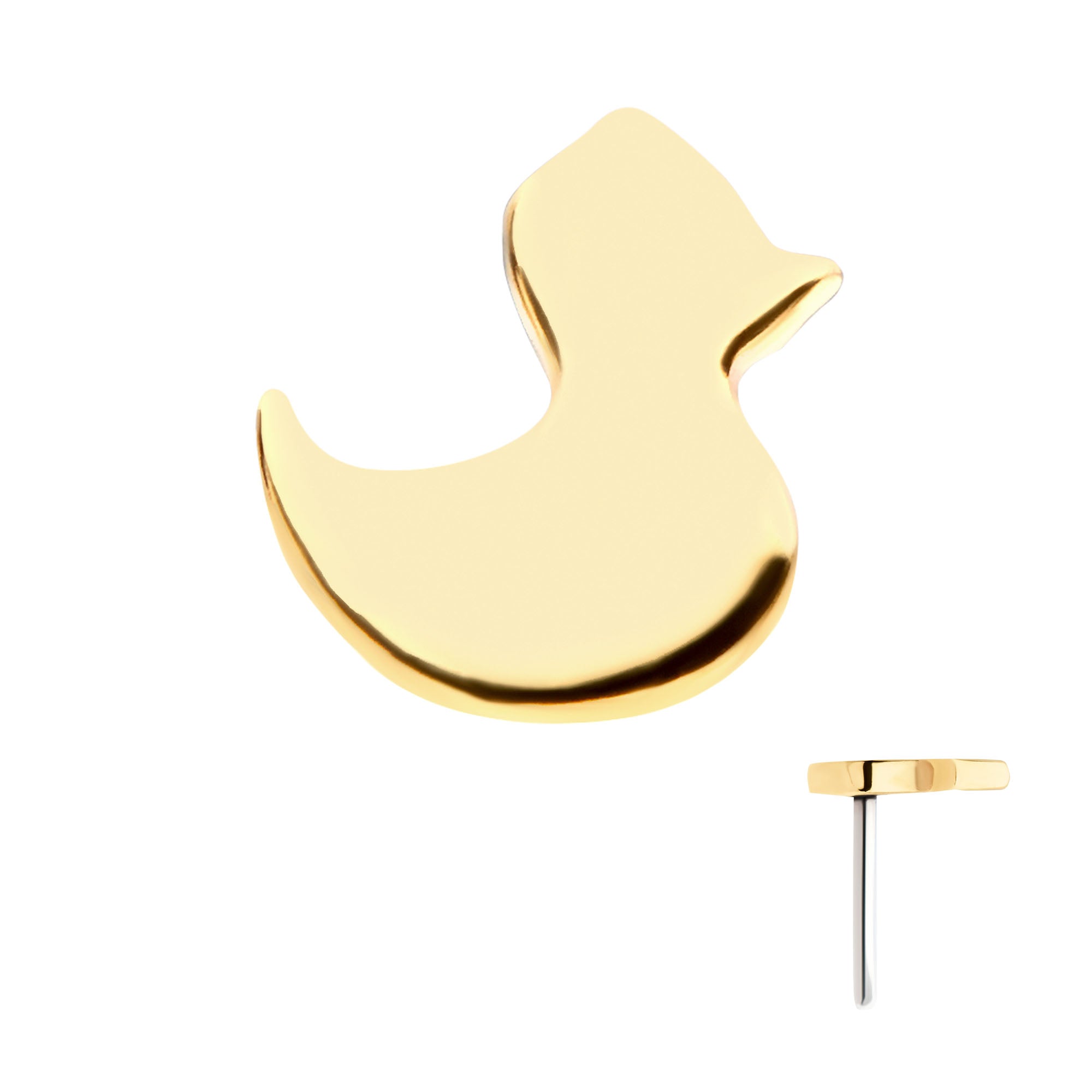 14kt Yellow Gold Threadless Rubber Duck Top
