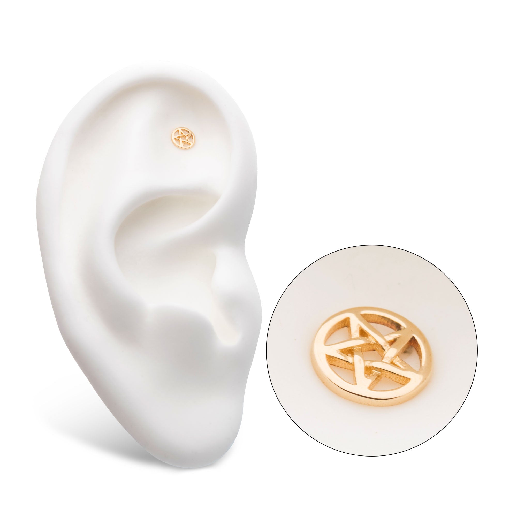 14kt Gold Threadless Pentacle Top