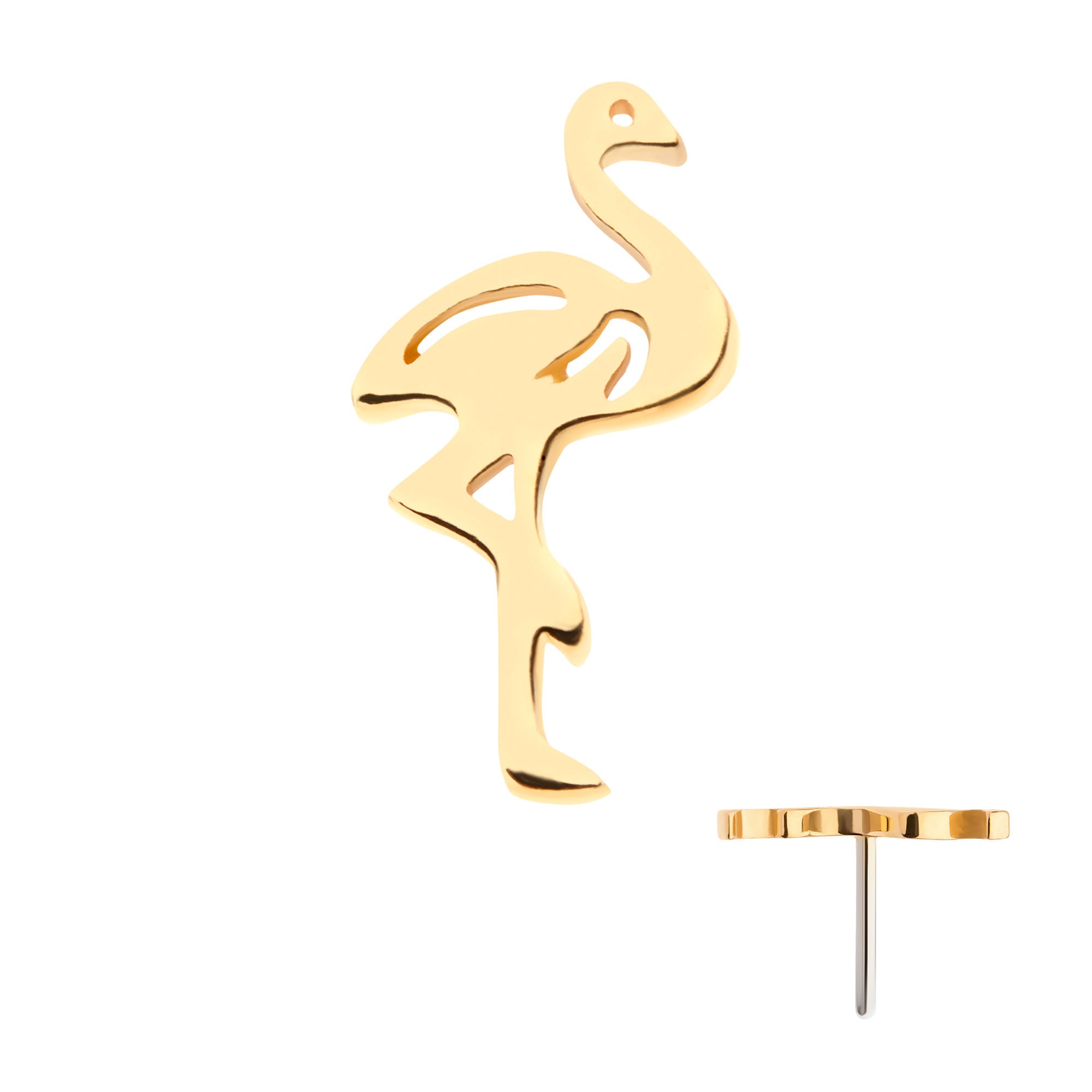 14kt Yellow Gold Threadless Flamingo Top