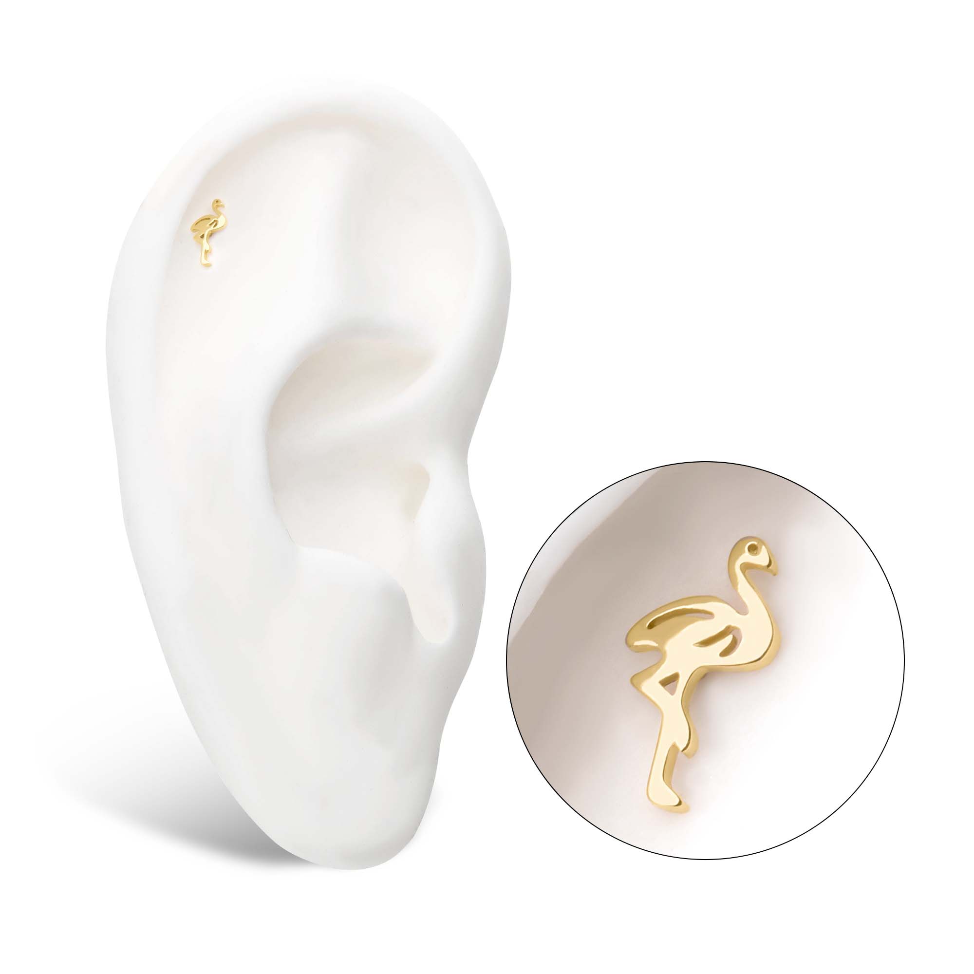 14kt Yellow Gold Threadless Flamingo Top