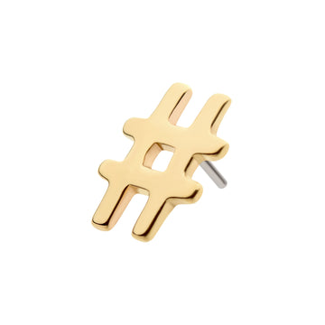 14Kt Gold Threadless with Hashtag Symbol Top