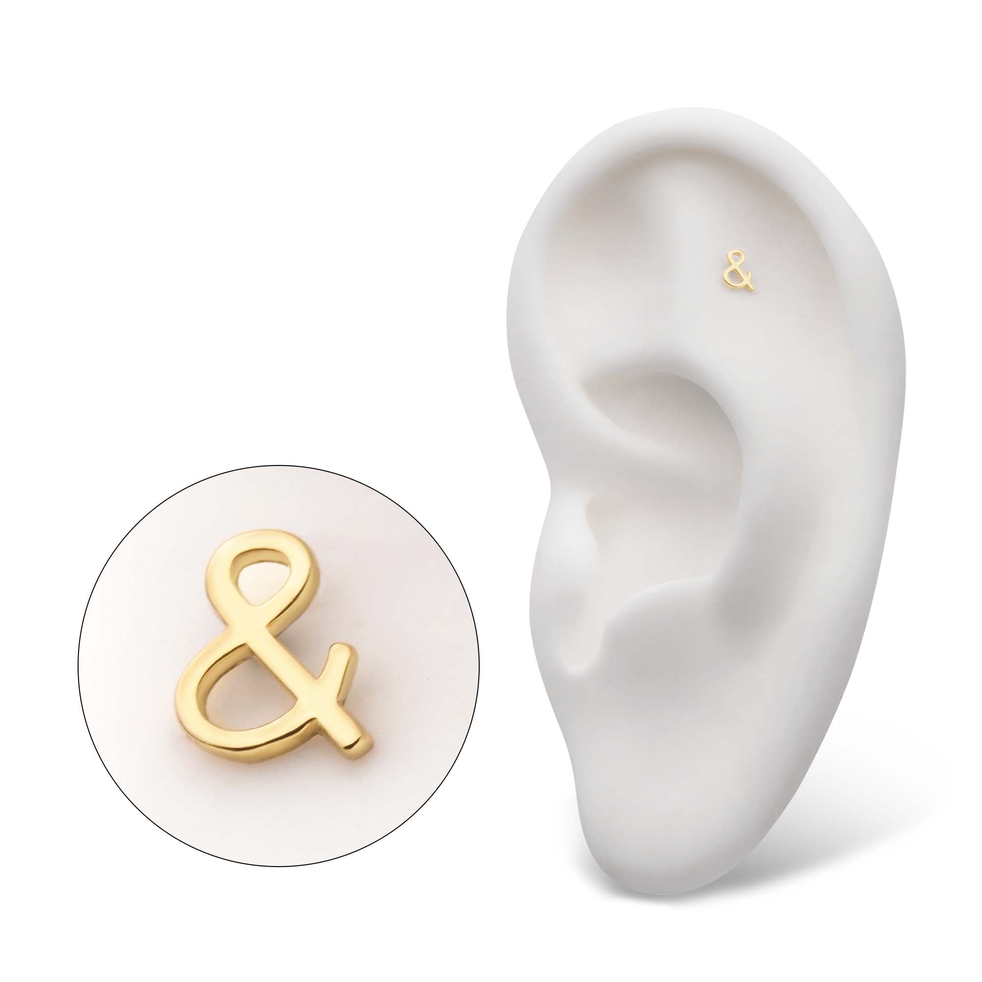 14kt Gold Threadless Ampersand Symbol Top