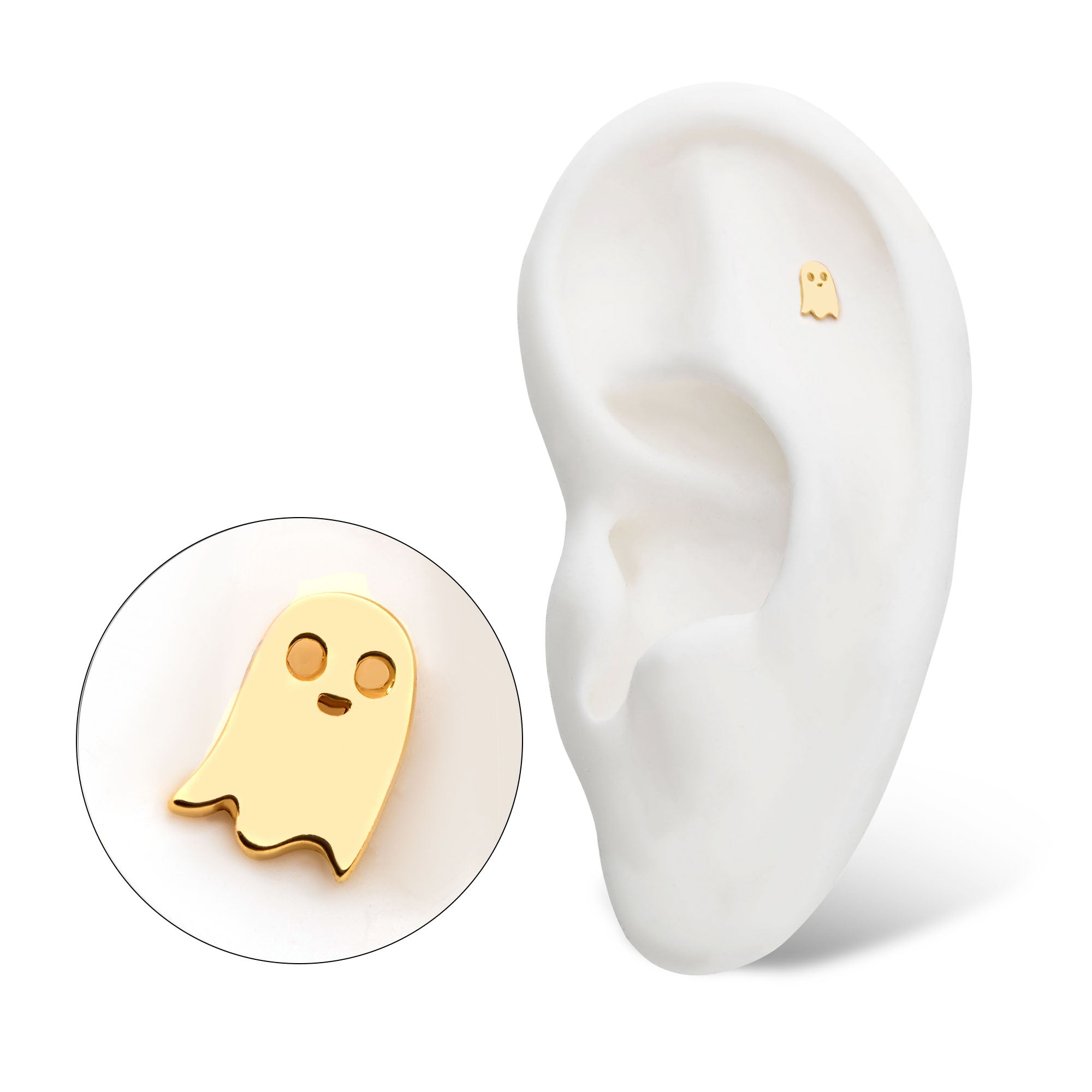 14kt Gold Threadless Ghost Top Yellow Gold