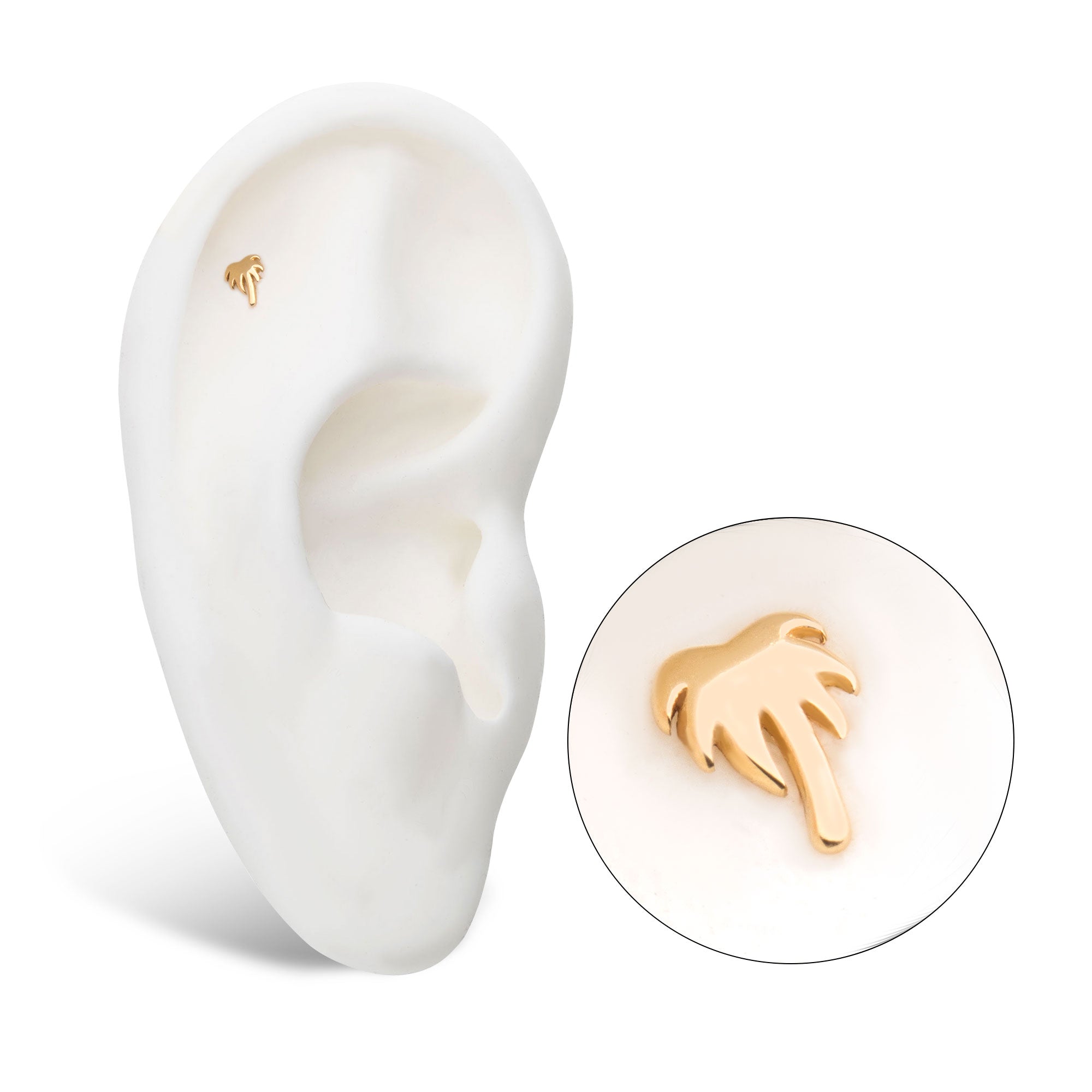 14kt Yellow Gold Threadless Palm Tree Top