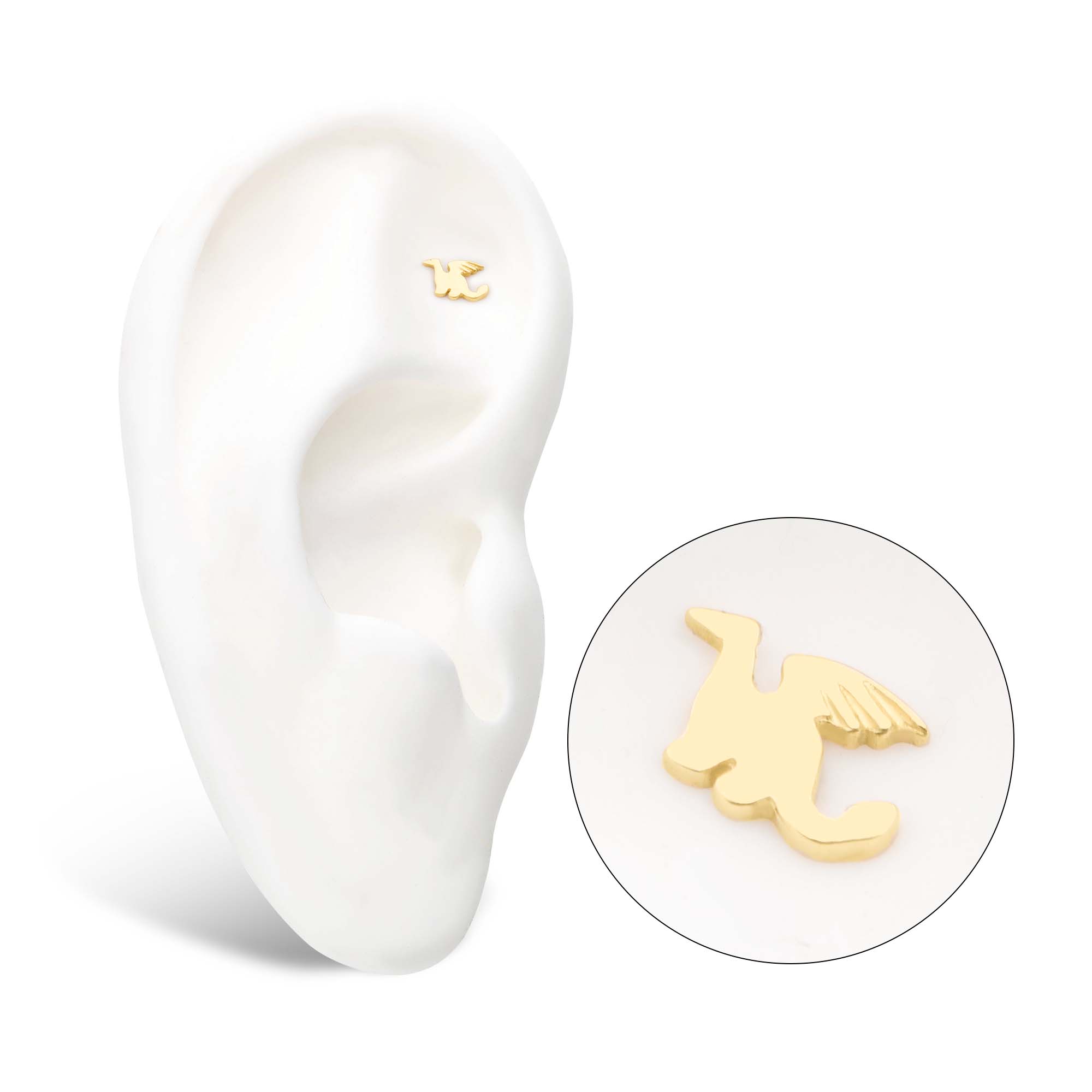 14kt Yellow Gold Threadless Dragon Top