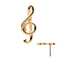 14kt Yellow Gold Threadless G Clef Musical Symbol Top