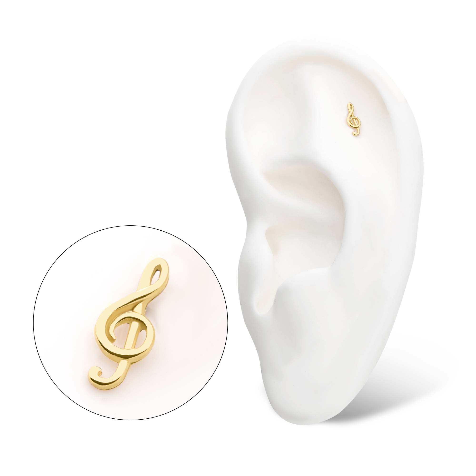 14kt Yellow Gold Threadless G Clef Musical Symbol Top