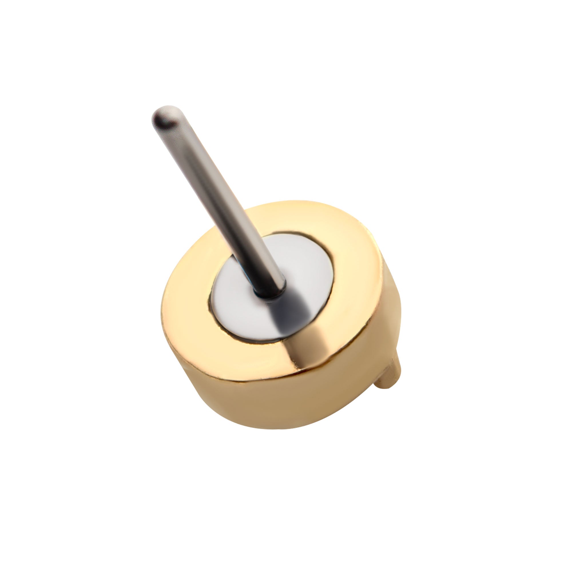 14kt Yellow Gold Threadless 2-Prong Set White Opal Round Top