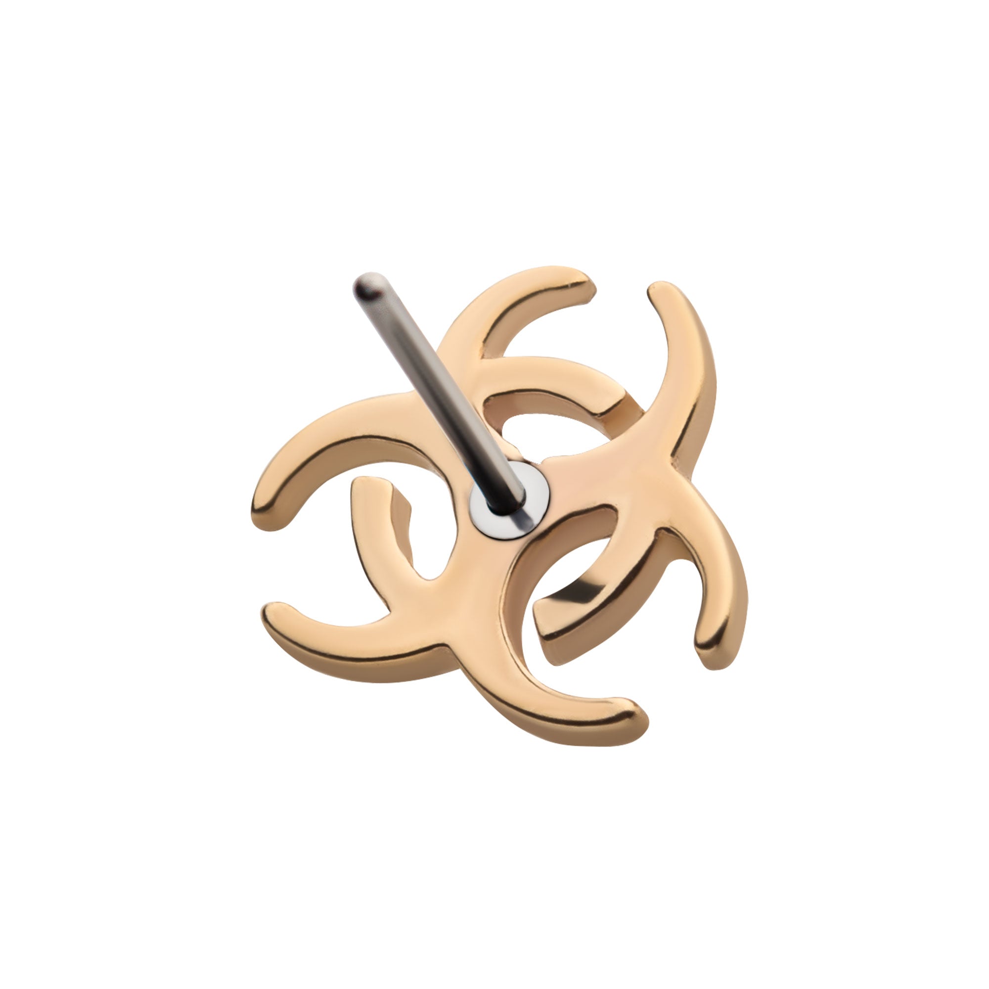 14kt Yellow Gold Threadless Biohazard Symbol Top