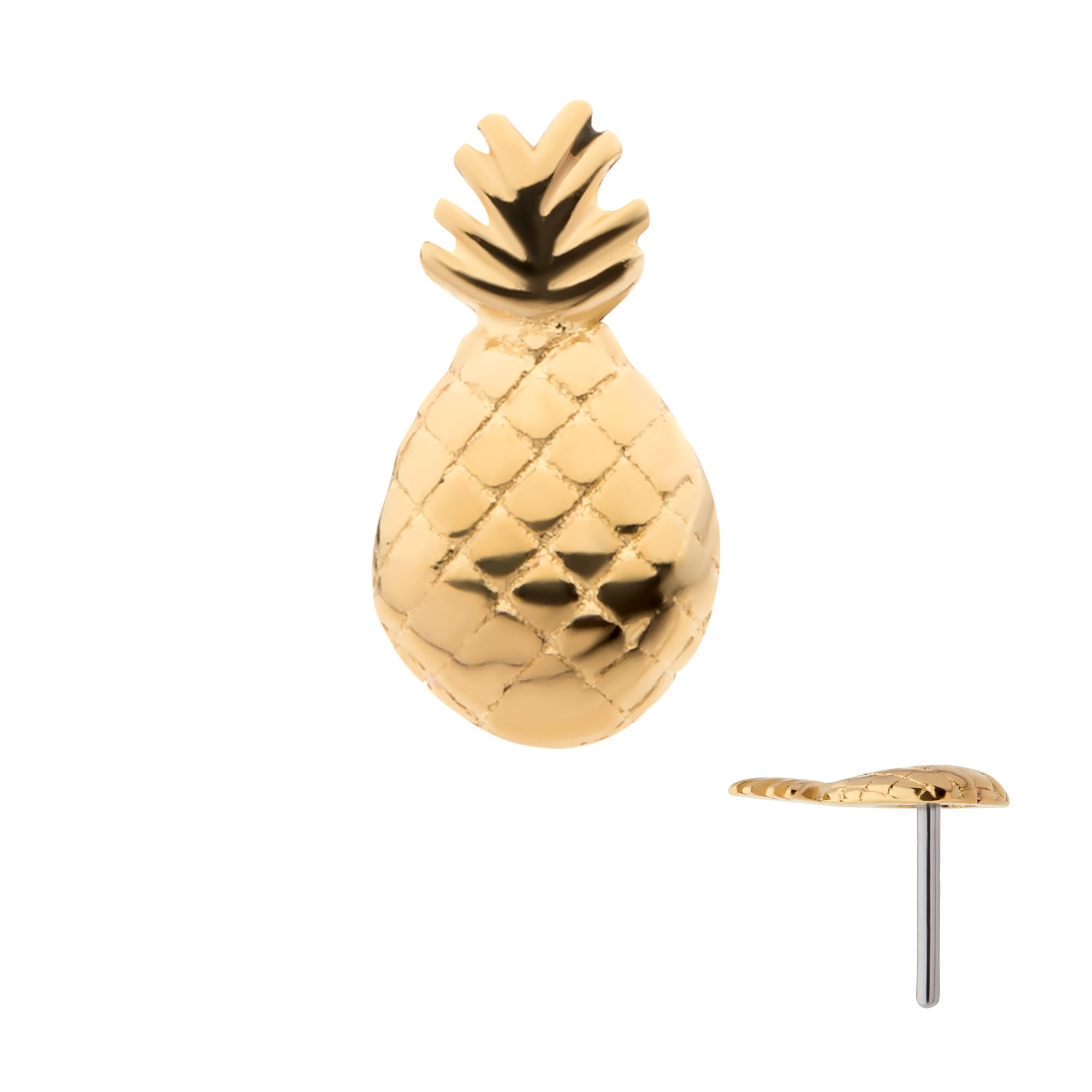 14kt Yellow Gold Threadless Pineapple Top