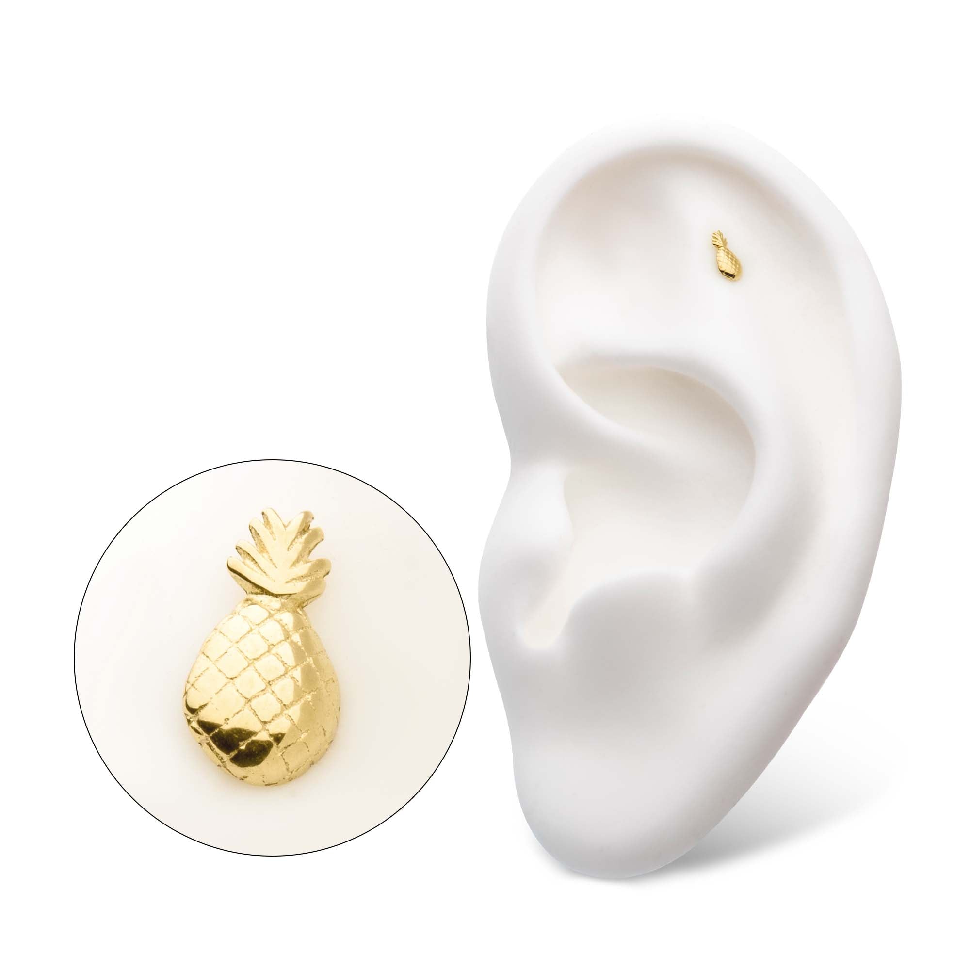 14kt Yellow Gold Threadless Pineapple Top