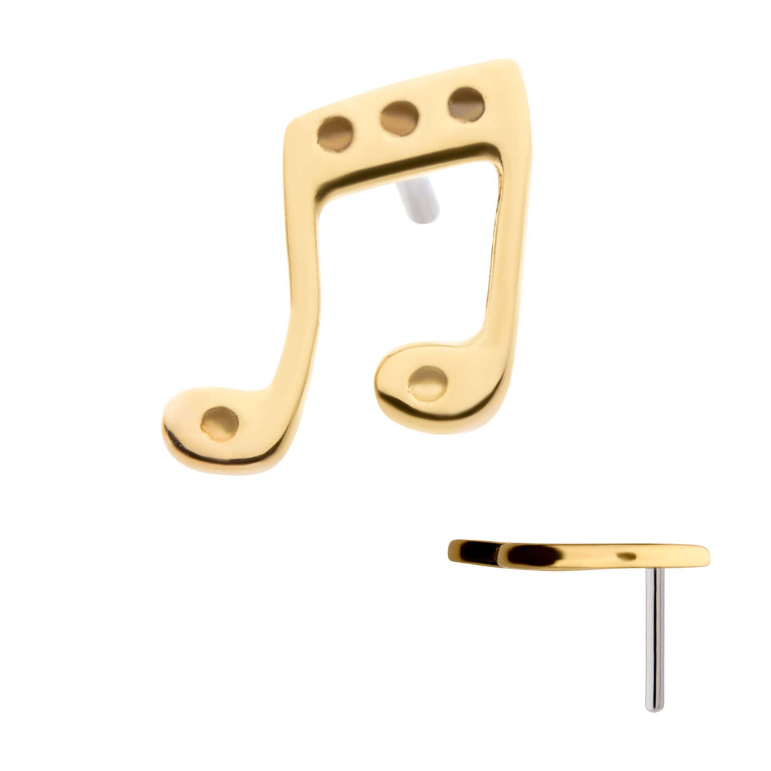 14kt Yellow Gold Threadless Music Two Eighth Notes Top