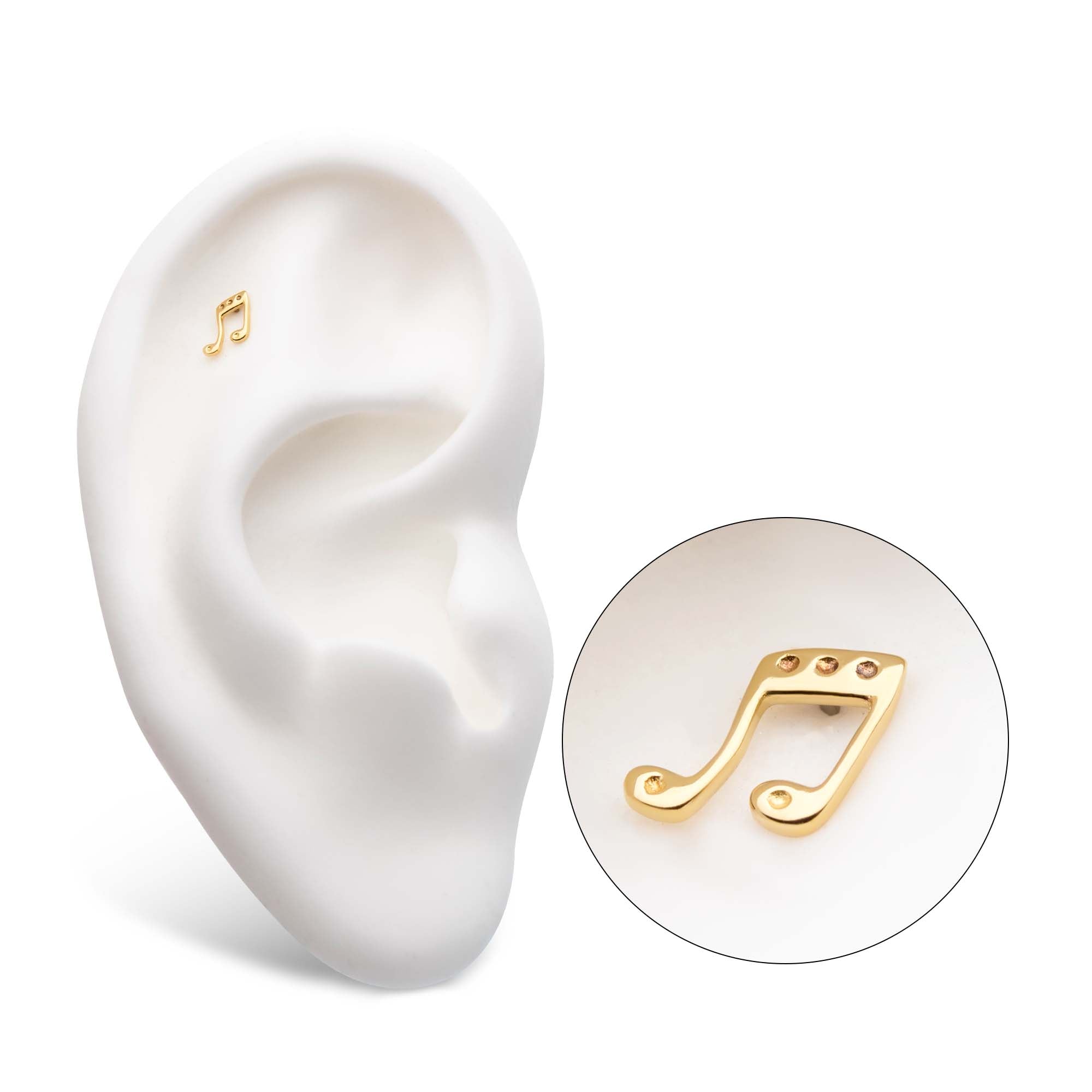 14kt Yellow Gold Threadless Music Two Eighth Notes Top